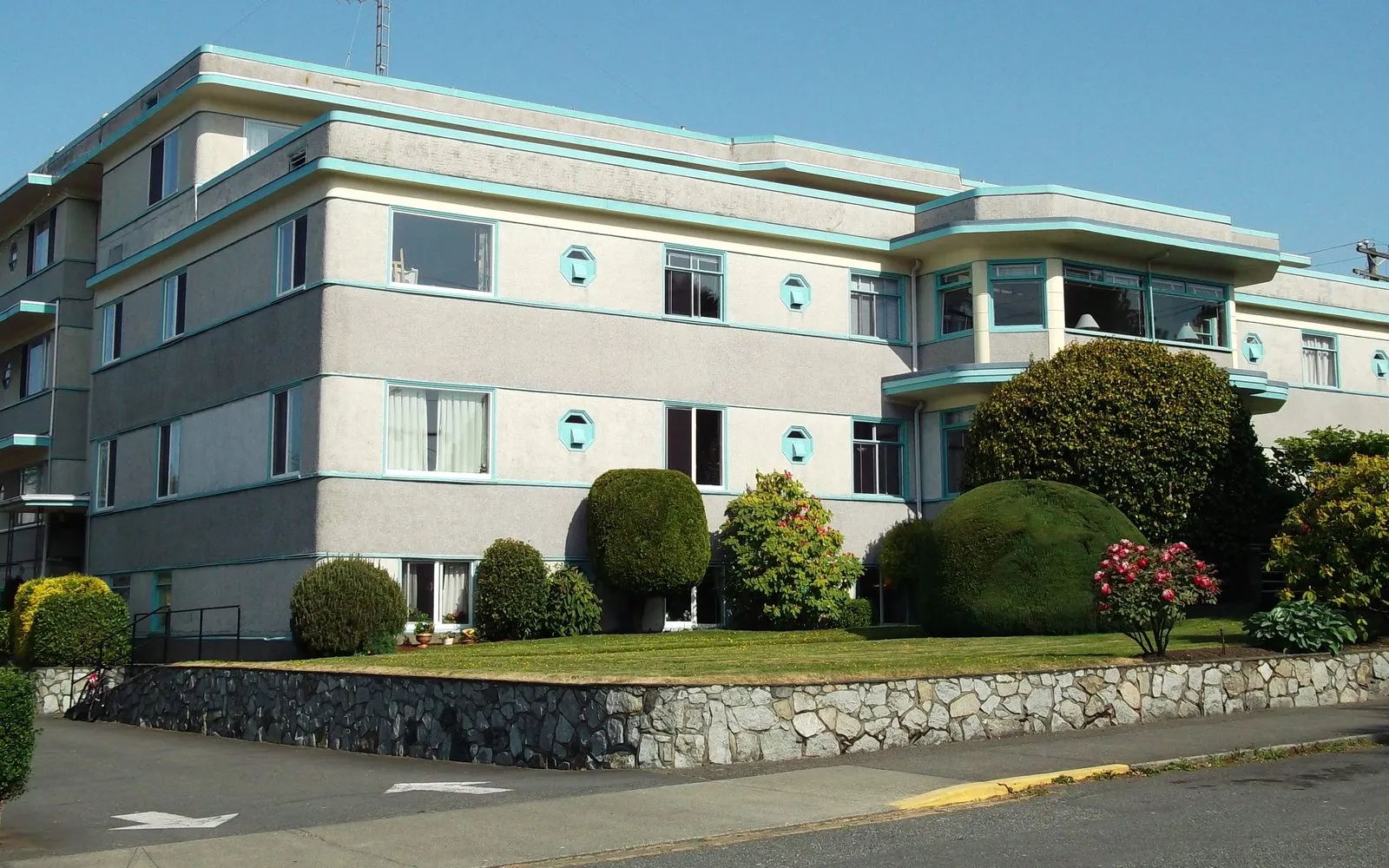 A three-storey walk-up apartment building in Victoria, BC